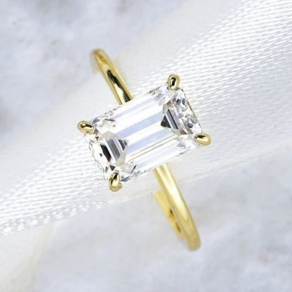 Jewelry - Certified 2.5 ct. t.w. Moissanite Diamond Emerald Cut Engagement Ring NEW